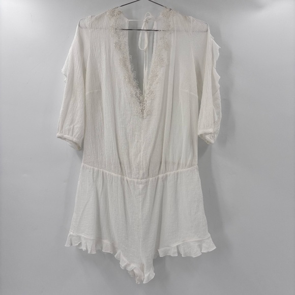 Victoria's Secret Other - Victoria's Secret Swim Cover Romper Lace Detail White Size Large
